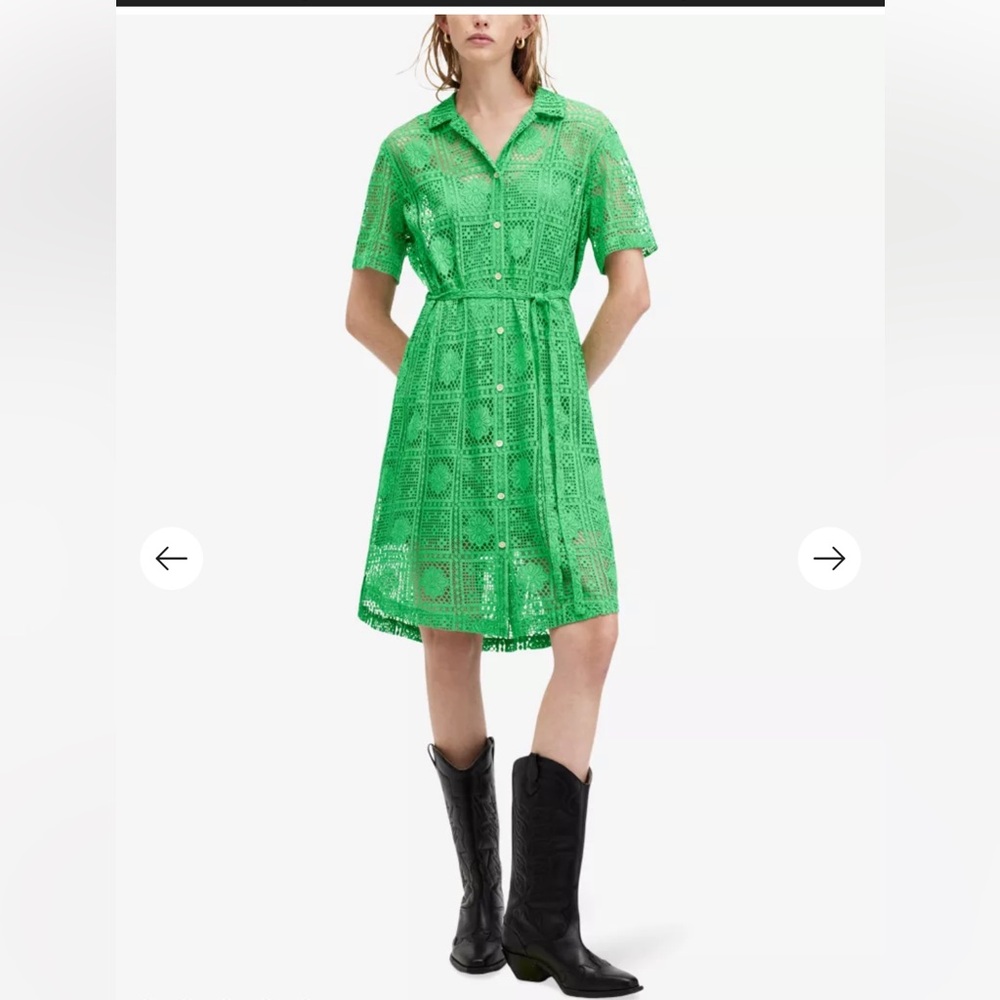 All Saints Althea crochet Green Button Down Shirt dread